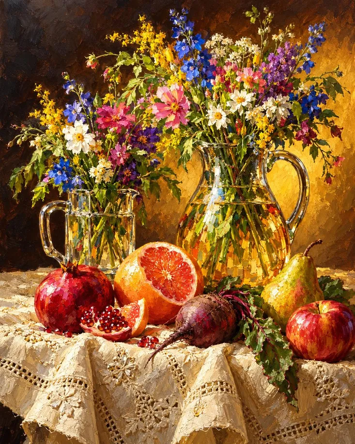 Mesa de otoño, obra de bodegón de la colección Gretta Living