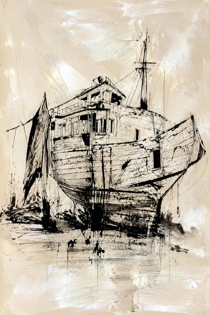 Boceto de puerto, obra de marina de la colección Gretta Living