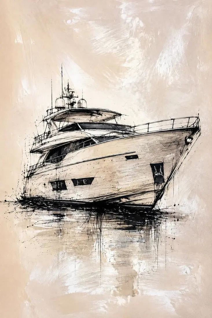 Yate, obra de marina de la colección Gretta Living