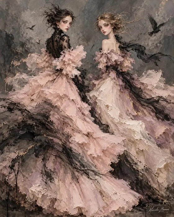 Volantes y cuervos, obra de figura de la colección Gretta Living