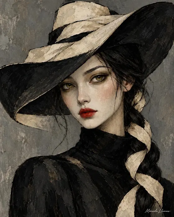 Sombrero negro, obra de figura de la colección Gretta Living
