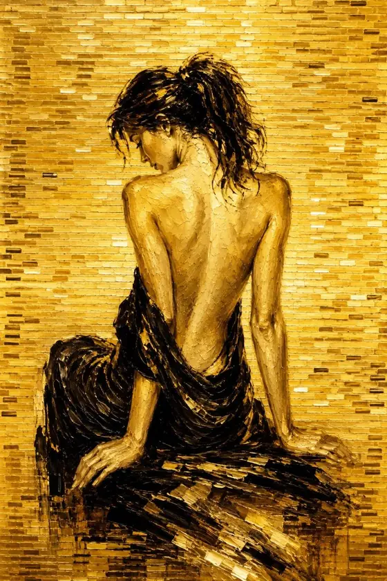 Espalda dorada, obra de figura de la colección Gretta Living